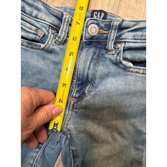 Gap Kids Stretch High Rise Jegging Denim Jeans Size 6 Distressed Blue Wash Casua - Picture 4 of 6